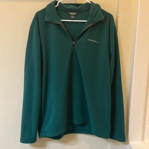 Eddie Bauer mens green fleece quarter zip
